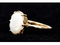 10k Yellow Gold Pretty Oval White Opal Ring, Size 7
