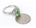 18k White Gold Pretty Seafoam Tourmaline And Diamond Ring, Size 5