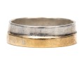 18k And Sterling Silver Contemporary Ridged 6mm Band Style Ring, Size 7.5