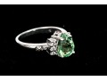 18k White Gold Pretty Seafoam Tourmaline And Diamond Ring, Size 5