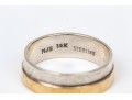 18k And Sterling Silver Contemporary Ridged 6mm Band Style Ring, Size 7.5