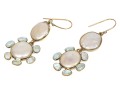 Sterling Vermeil Lovely Cultured Freshwater Pearl And Blue Topaz Flower Earrings