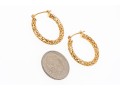 14k Yellow Gold Striking Diamond Cut Patterned Lattice Hoop Earrings