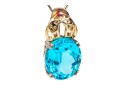 Sterling Silver And 14k Yellow Gold Striking Blue Topaz Pendant, App. 5.63 CTS
