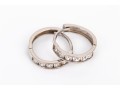 14k White Gold Classic Channel Cz Set Hinged Round Hoop Earrings