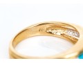 14k Yellow Gold Striking East/west Set Blue Topaz And Diamond Ring, Size 6.75