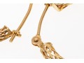 14k Yellow Gold Striking Diamond Cut Patterned Lattice Hoop Earrings