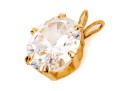 14k Yellow Gold Fun Oval White Cz Pendant