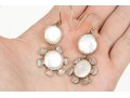 Sterling Vermeil Lovely Cultured Freshwater Pearl And Blue Topaz Flower Earrings