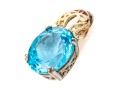 Sterling Silver And 14k Yellow Gold Striking Blue Topaz Pendant, App. 5.63 CTS
