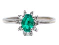 10k White Gold Striking Blue Green Apatite And Diamond Halo Ring, Size 6.5