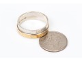 18k And Sterling Silver Contemporary Ridged 6mm Band Style Ring, Size 7.5