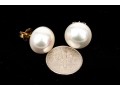 14k Yellow Gold Striking 13mm Cultured Freshwater Pearl Earrings