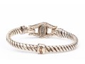 Scott Kay Sterling Silver Fabulous CZ Set Knot And Cable Hook Bracelet, Small Diameter