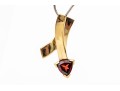 14k Yellow Gold Contemporary Trillion Garnet Set Pendant, App. 0.80 CTS