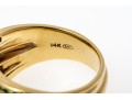 Handsome 14K Channel Set Tsavorite And Diamond Set Ring, Size 9.25