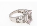 14k White Gold Pretty Palest Pink Morganite And Diamond Trimmed Ring, Size 8