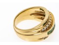 Handsome 14K Channel Set Tsavorite And Diamond Set Ring, Size 9.25