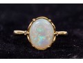 10k Yellow Gold Pretty Oval White Opal Ring, Size 7