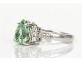 18k White Gold Pretty Seafoam Tourmaline And Diamond Ring, Size 5