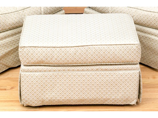 Pair Of Custom Upholstered Club Chair Frames With Single Ottoman