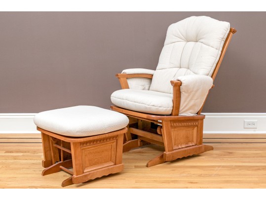 Dutailier Maple Glider Rocking Chair With Ottoman