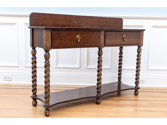 Barley Twist Console With Back Gallery, Likely Bombay Co.
