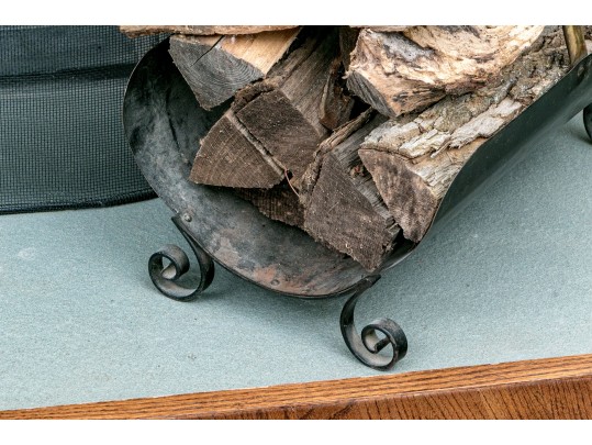 Fireplace Accessories Including Tools, Screen, And Log Basket