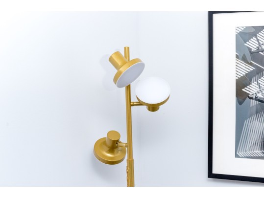 Handsome Gilt Finished Three Light LED Adjustable Floor Lamp