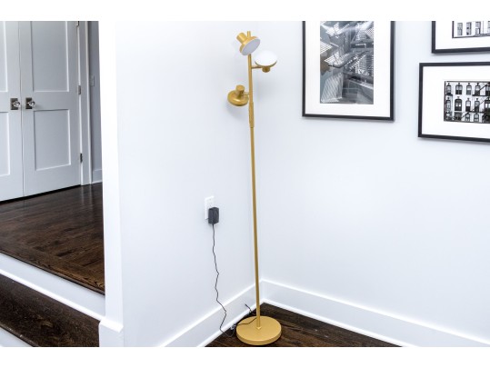 Handsome Gilt Finished Three Light LED Adjustable Floor Lamp