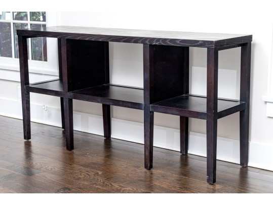 Contemporary Ebonized Console With Shelves