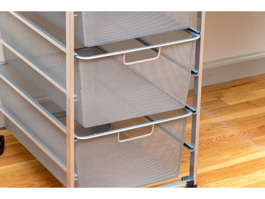 Desk On Casters With Eight Mesh Drawers