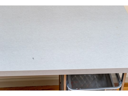 Desk On Casters With Eight Mesh Drawers