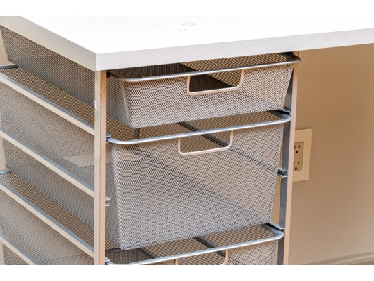 Desk On Casters With Eight Mesh Drawers
