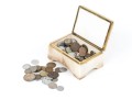 Brass Mounted Onyx Box With Foreign Currency