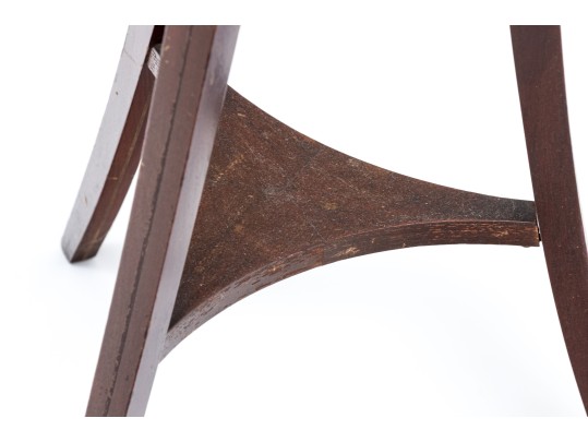 Antique Mahogany Pedestal Stand With Brass Bowl 