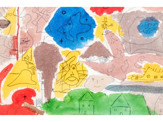 Watercolor On Paper, Abstract Figures