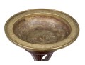 Antique Mahogany Pedestal Stand With Brass Bowl 