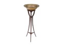 Antique Mahogany Pedestal Stand With Brass Bowl 