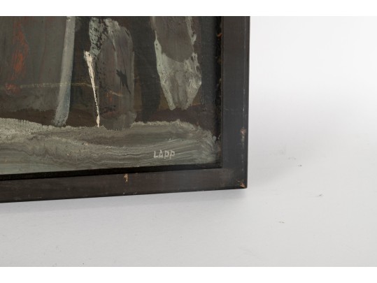 Maurice Lapp (American, 1925 - 2014) Cityscape Oil On Board