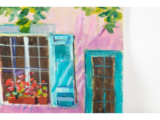 Hannah Cole Buie (American, B. 1955) French Facade Oil On Canvas Painting