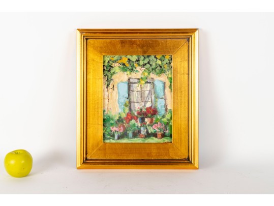 Oil On Board Provincial Facade Oil On Board Painting -- Signed