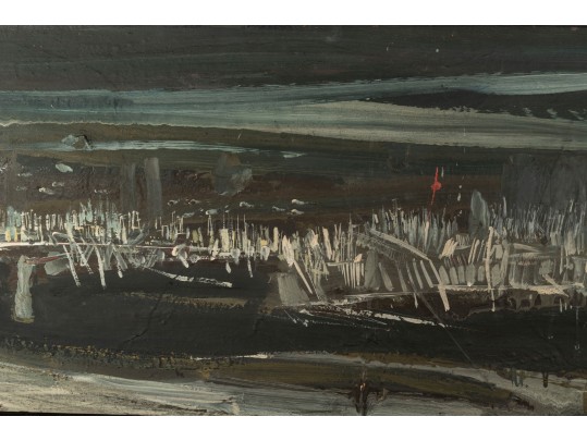 Maurice Lapp (American, 1925 - 2014) Cityscape Oil On Board