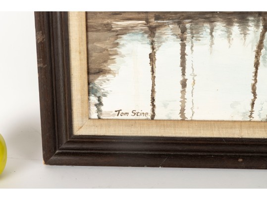Tom Stine (Hickory, NC) Swamp Landscape Oil On Board Painting