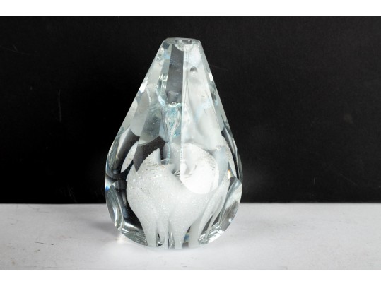 Vintage Amethyst Purple Art Glass Owl Honeycomb Vase