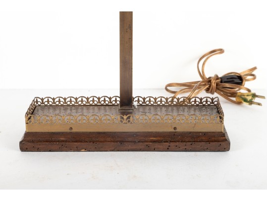 Vintage Brass Bankers Lamp With Gallery