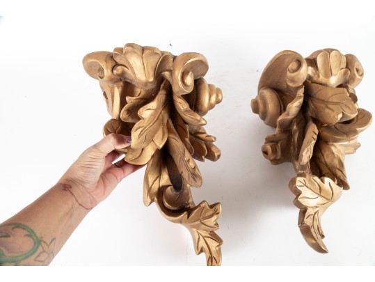 Vintage Gold Wall Scones / Wall Shelves