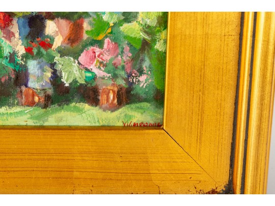 Oil On Board Provincial Facade Oil On Board Painting -- Signed