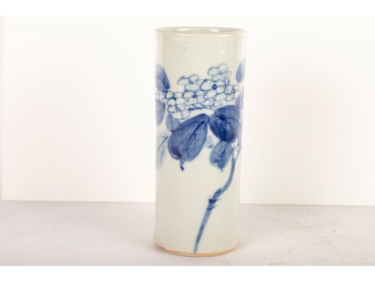 Pair Of Antique Chinese Blue And White Brush Pots 