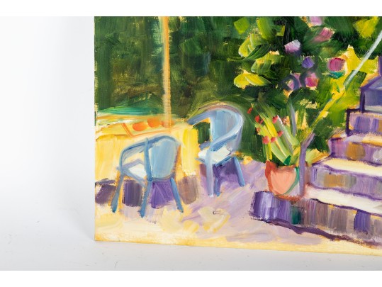 Hannah Cole Buie (American, B. 1955) French Patio Oil On Board